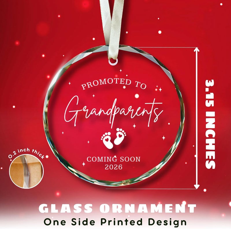SUCHAGIFT Grandparents Gifts - First Time Grandparents Gifts for Grandma, Grandpa - Baby Pregnancy Announcement Ornament for New Grandma - Grandpa to Be Ornaments - Glass Ornament 2026 - Image 2